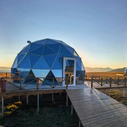 Luxury Transparent Glass Geodesic Dome Tent Aluminum Frame Four Season Outdoor Glamping House Hotel Resort Custom