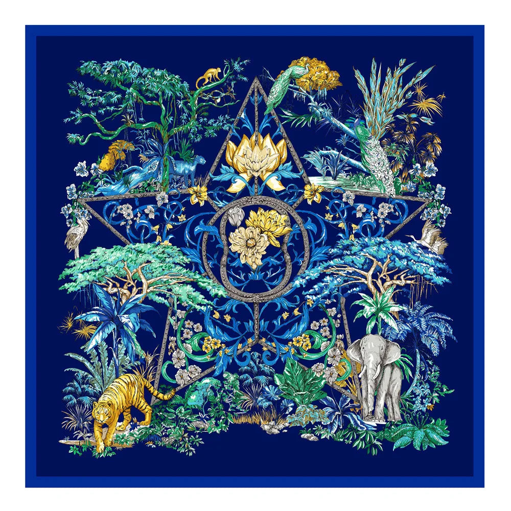 130CM Silk Scarf Women Horse Head Print Stoles Square Scarves Wraps Large Bandana Kerchief Hijabs Female Silk Foulards Sjaal