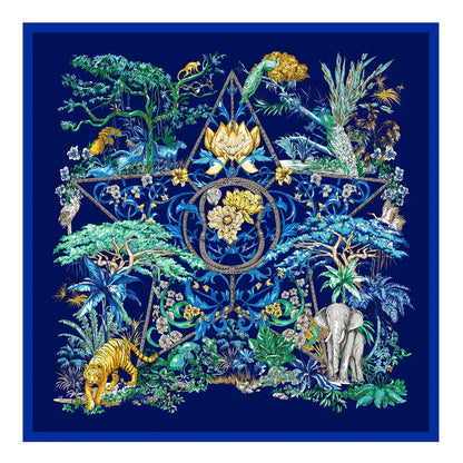 130CM Silk Scarf Women Horse Head Print Stoles Square Scarves Wraps Large Bandana Kerchief Hijabs Female Silk Foulards Sjaal