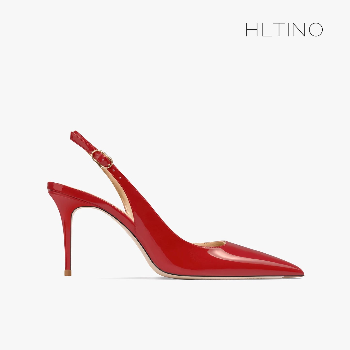 Women's Heeled Sandals Naked Color Patent Leather Slingbacks Pumps Luxury Gladiator Pointed toe High Heels Elegant Woman Shoes