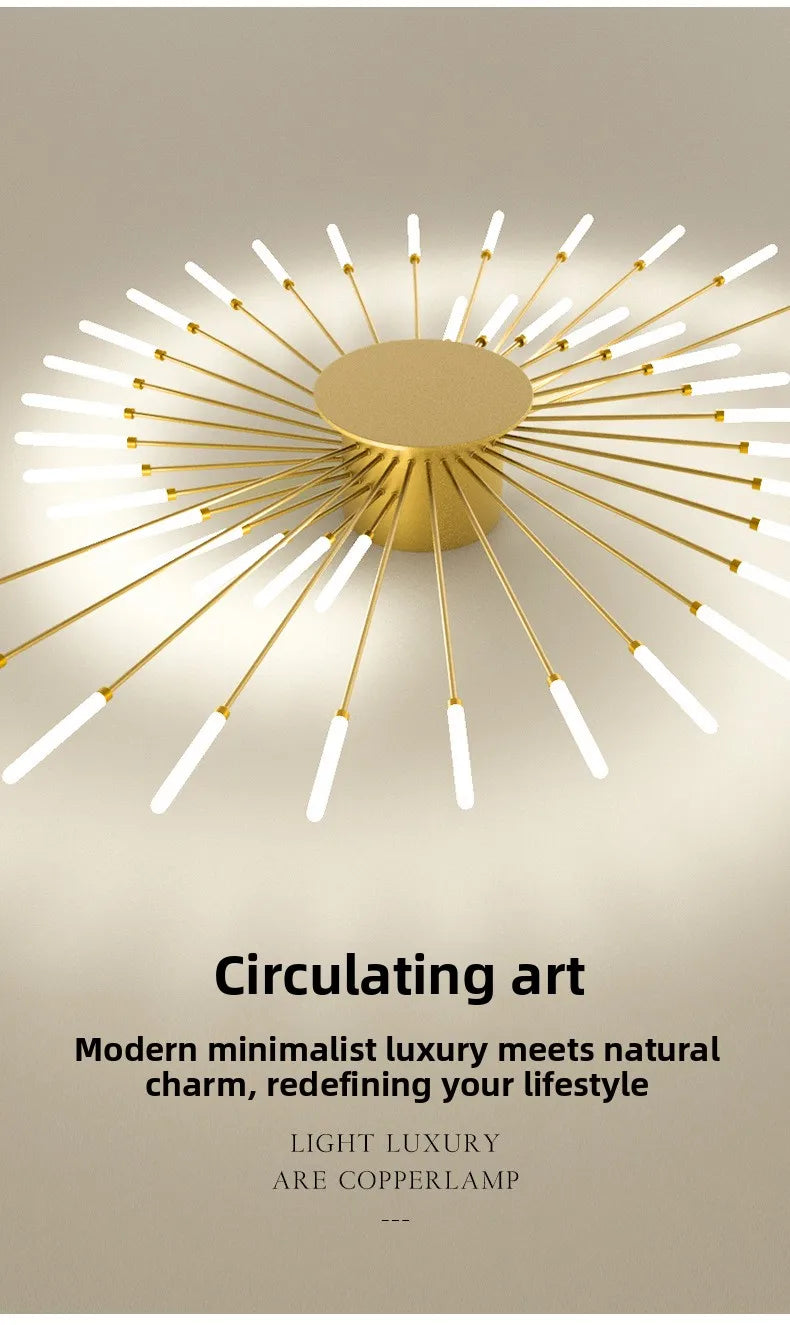 Minimalist LED Ceiling Lamp, Elegant Swirl Firework Design for Living Room, Bedroom, Dining Room