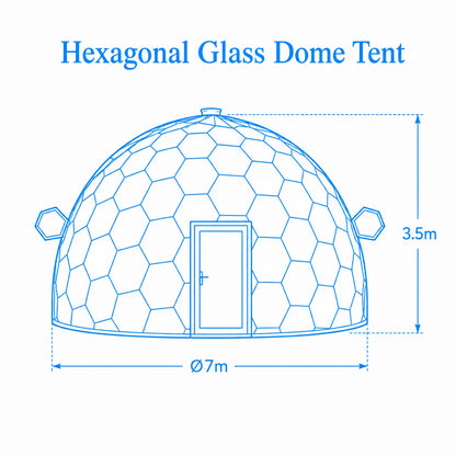 Luxury Geodesic Glass Dome Tent Insulated Hexagonal Honeycomb Aluminum Alloy Outdoor Glamping Resort Hotel Starry Sky Room