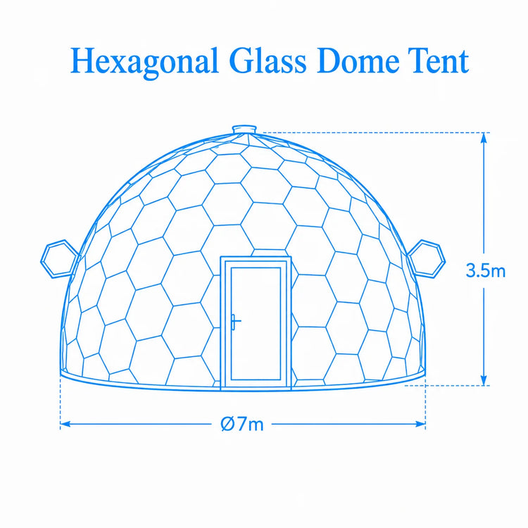 Luxury Geodesic Glass Dome Tent Insulated Hexagonal Honeycomb Aluminum Alloy Outdoor Glamping Resort Hotel Starry Sky Room
