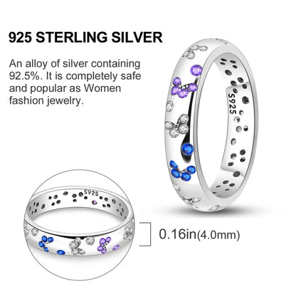 Original 925 Sterling Silver Ring Colorful Diamonds Cubic Zircon Finger Ring For Women Jewelry Wedding Engagement Birthday Gift