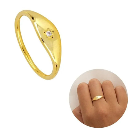 24K Gold Plated Colorful Crystal Gold Rings Turquoise Engagement Wedding Anniversary Ring Light Luxury Fashion Jewelry Gifts A40
