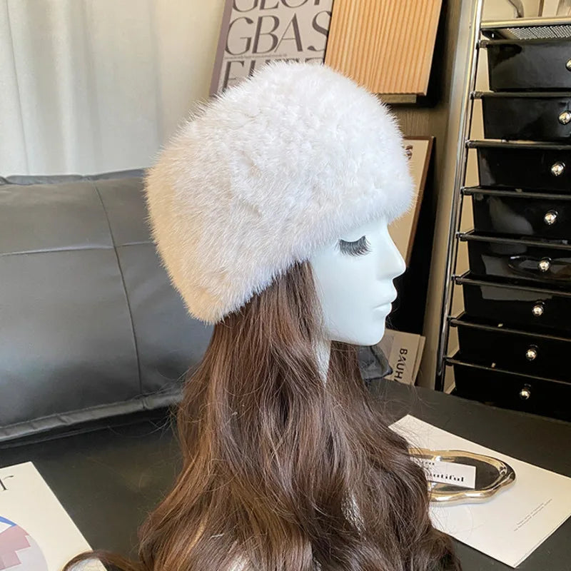 Mink Fur Scarf Fashion Neck Warmer For Women Warm Double-Sided Knitted Elastic Fur Headband Thick Warm Lady Fur Ring scarves