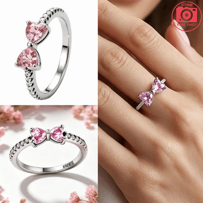 Silver Plated Elegant Heart Shaped Cocktail Ring Brilliant Clear Crystal Fine Jewelry For Women And Teens
