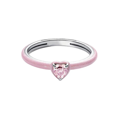 2026 New 925 Silver Sparkling Heart Princess Crown Heart-to-Heart Ring Fashion DIY Charm Jewelry Exquisite Gift