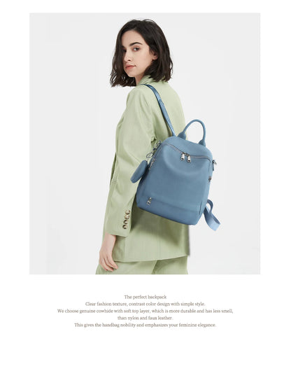 Zency Women's Genuine Leather Backpack High-Quality School Bag Travel Female Shopper Shoulder Satchel Rucksack Commuter