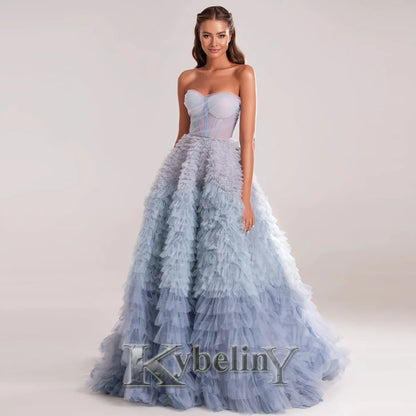 Kybeliny Fashionable Graduation Dresses for Woman High Neck Beadings Appliquse Trumpet Floor Length Pleat De Gala Customized