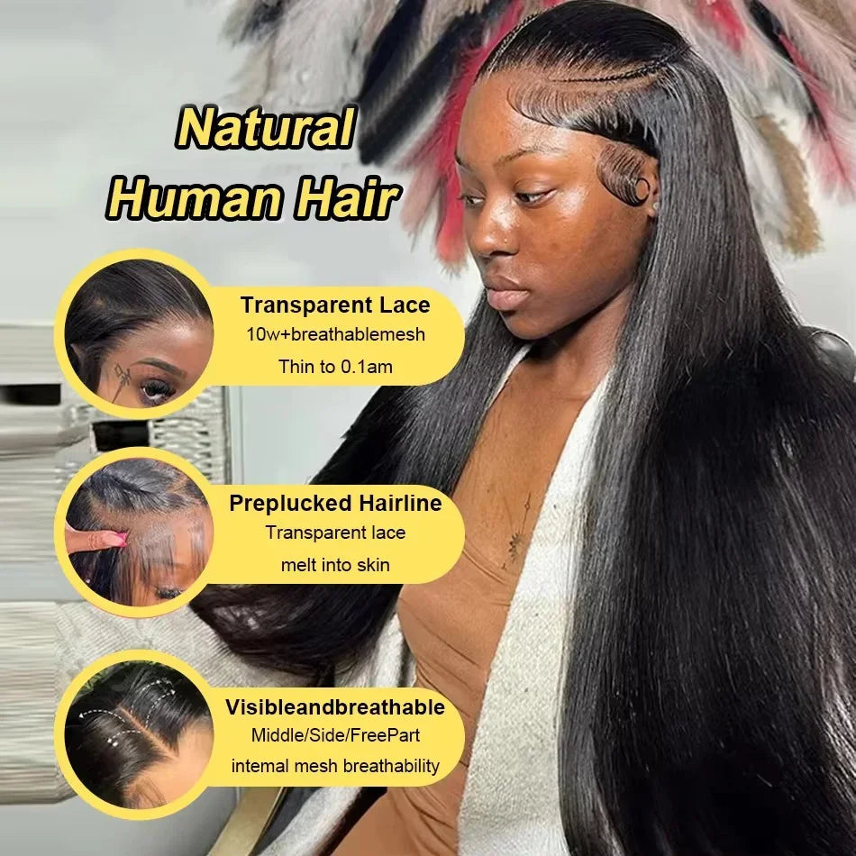 40 42 Inch Straight Lace Front Wigs Human Hair 360 Full Lace Wigs For Women Brazilian Pre Plucked 13x4 13x6 Hd Lace Frontal Wig