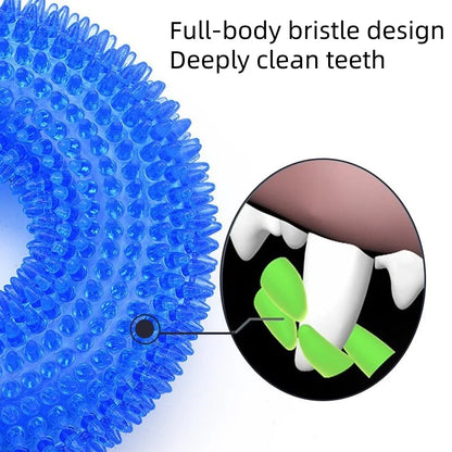 Spiky Ring Tire Dog Chew Toy Squeaky Sound Durable TPR Material Pet Teeth Grinding Cleaner Interactive Molar Toy for Dogs