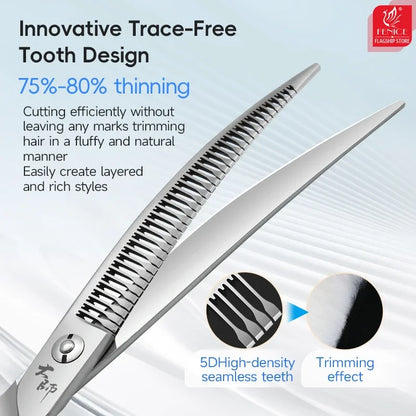 Fenice Master Series 7.25 Inch Multi-Functional Pet Dog Grooming Magic Scissors Curved Chunker Shears Tools JP440C 75%-80% Trim