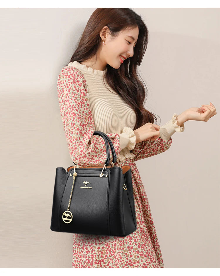 2024 Luxury Women Designer 3 Layers Shoulder Crossbody Sac Ladies Large Capacity Leather Handbags Shopper Brand Messenger Totes