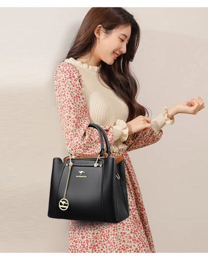 2024 Luxury Women Designer 3 Layers Shoulder Crossbody Sac Ladies Large Capacity Leather Handbags Shopper Brand Messenger Totes