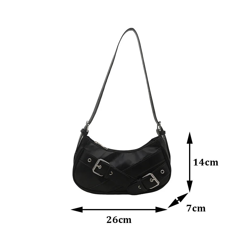 Y2K VintagePULeather WomenShoulderBag Small Crossbody Bag for Women Fashion Ladies Underarm Bag Clutch Purse Female Handbag