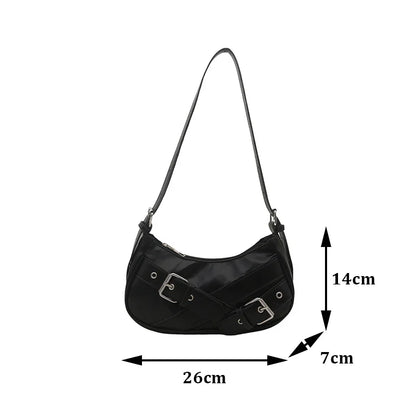 Y2K VintagePULeather WomenShoulderBag Small Crossbody Bag for Women Fashion Ladies Underarm Bag Clutch Purse Female Handbag