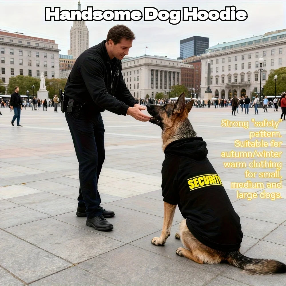 Security Printed Handsome Dog Hoodie Warm Pet Sportswear Medium and Large Dogs Outdoor Safety Pet Clothing  Dog Clothing