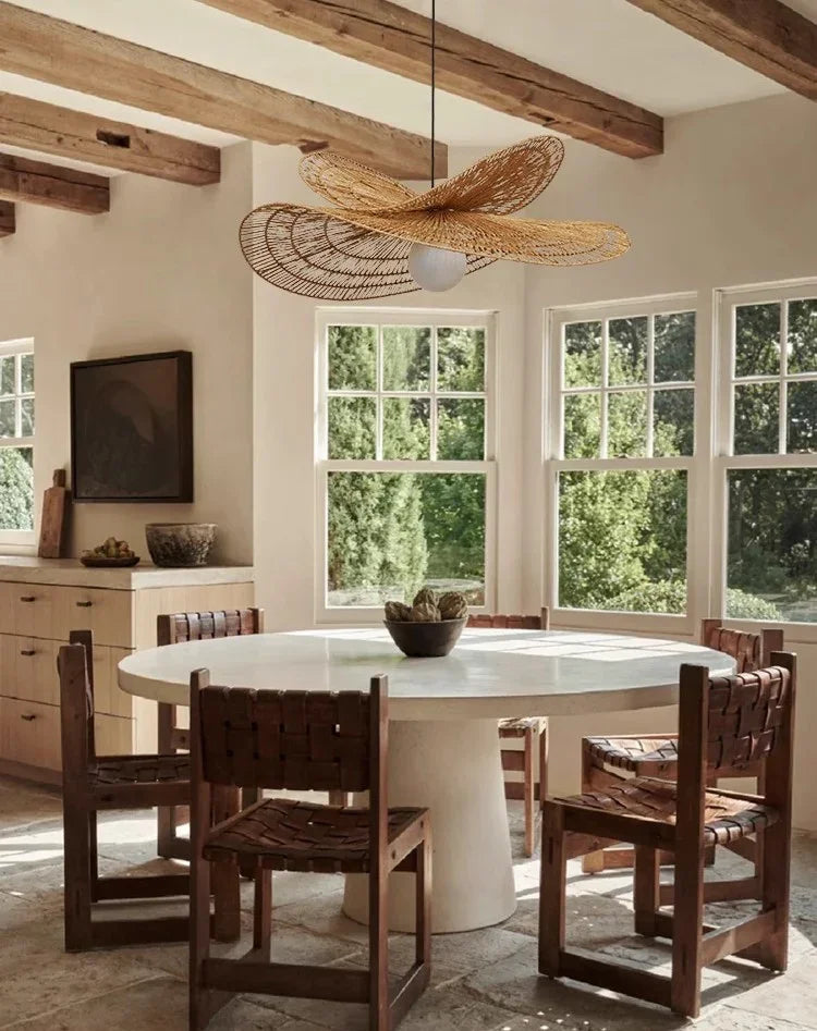 Wabi-Sabi Style Pendant Lights For Bedroom Living Room  Rattan Hand-Woven Lamp Restaurant Home Decor Chandeliers G80 Bulb
