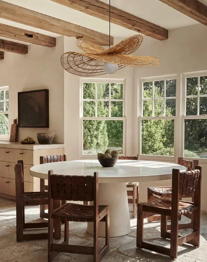 Wabi-Sabi Style Pendant Lights For Bedroom Living Room  Rattan Hand-Woven Lamp Restaurant Home Decor Chandeliers G80 Bulb