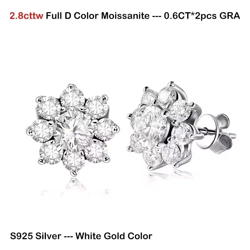 BXINY Luxury Sunflower Moissanite Jewelry Set Necklace&Bracelet 100% S925 Silver Certified Diamond for Women Bride Wedding Gifts