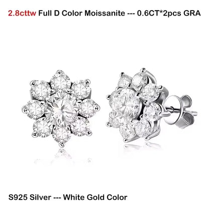 BXINY Luxury Sunflower Moissanite Jewelry Set Necklace&Bracelet 100% S925 Silver Certified Diamond for Women Bride Wedding Gifts