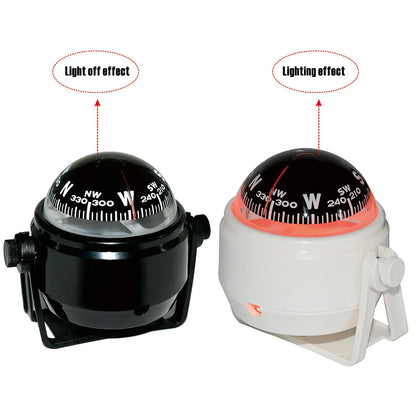Boat Compass Waterproof Nautical Compass Sea Pivoting Marine With Electronic LED Light For Marine Navigation Positioning