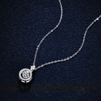 BIJOX STORY 1 CT Moissanite Pendant For Women Simulated Diamond Necklace S925 Sterling Silver Jewelry Girl Valentine's Day Gift