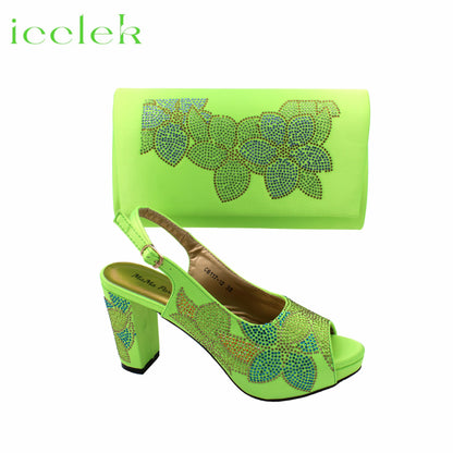 Baby Pink Flower Pattern Mature Pumps African Design Women Matching Shoes and Bag with Platform High Quality Sandals for Wedding