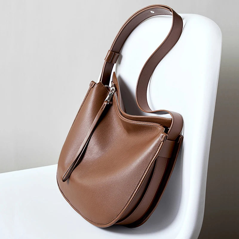 Genuine Leather Women Tote Bag 2025 New Large Capacity Women's Shoulder Bag Luxury Designer Cowhide Crossbody Bags 2522