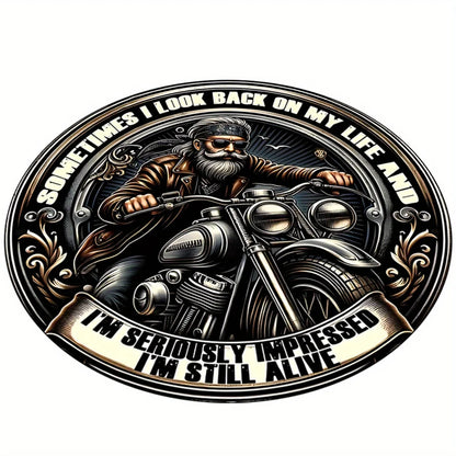 Biker Quote Print Flannel Round Rug Motorcycle Art Design Cool Man Theme Decor Soft Floor Mat For Garage Patio Outdoor