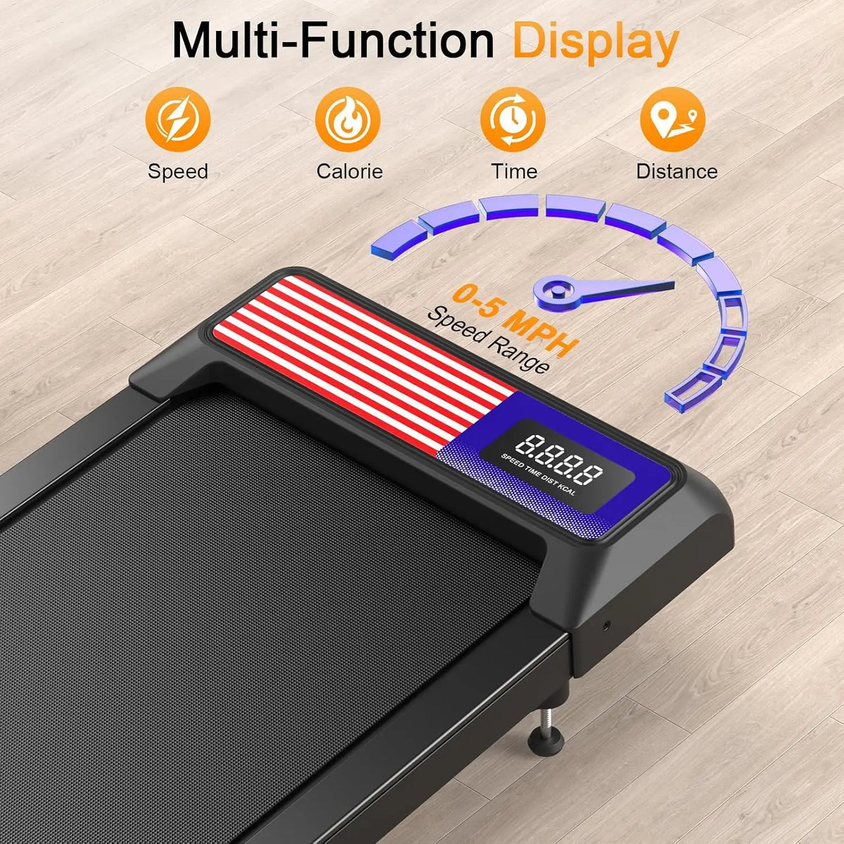 Compact Quiet Under Desk Treadmill with Incline & Handlebar - Ideal for Running, Walking, and Under-Desk Use in Home and Office Settings