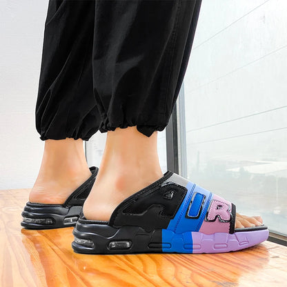 Summer Men Slippers Casual Sandals Platform Bubble Outdoor Beach Sandals Garden Shoes Male Comfortable Home Slides Loafers 39-47