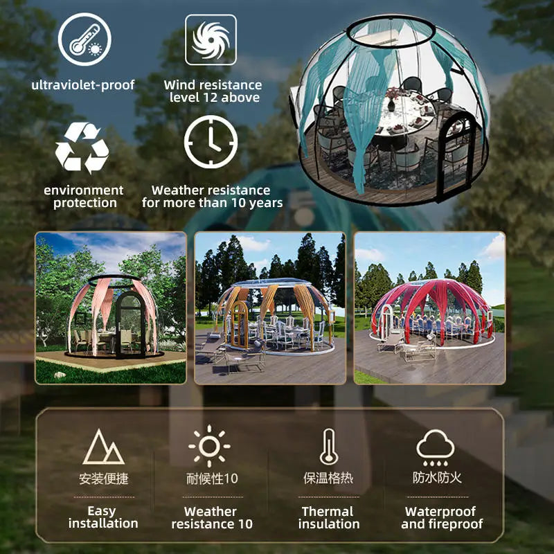 PC Transparent Geodesic Dome Bubble Starry Sky Glamping House Tent 3m 5m 8m Prefab Dome for Outdoor Camping Use Sale