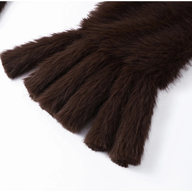 Faux Fur Tassels Scarf for Women Autumn Winter Fluffy Fur Neckerchief 2026 New Lady Luxury Shawl Scarves Clothing Accessories