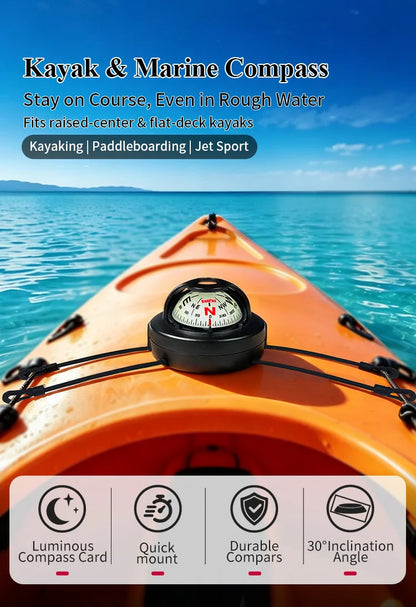 KANPAS Kayak Compass, Luminous Marine Compass for Boat Canoe SUP Jet Ski, Battery-Free Night Reading Navigation Compass V-55K