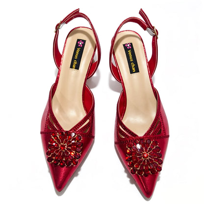New Shoes and Bags Matching Set Nigerian Women Heel Party for Women green Colour Italian Design Wedding INS Design