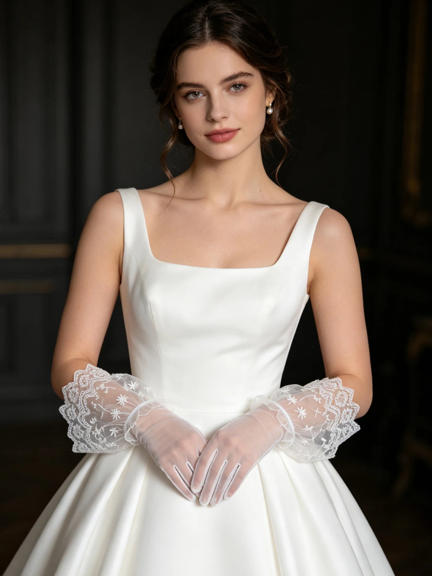 WG235 Ladies Vintage Lace Bridal Gloves White Elegant Photography Evening Wedding Dress Accessories