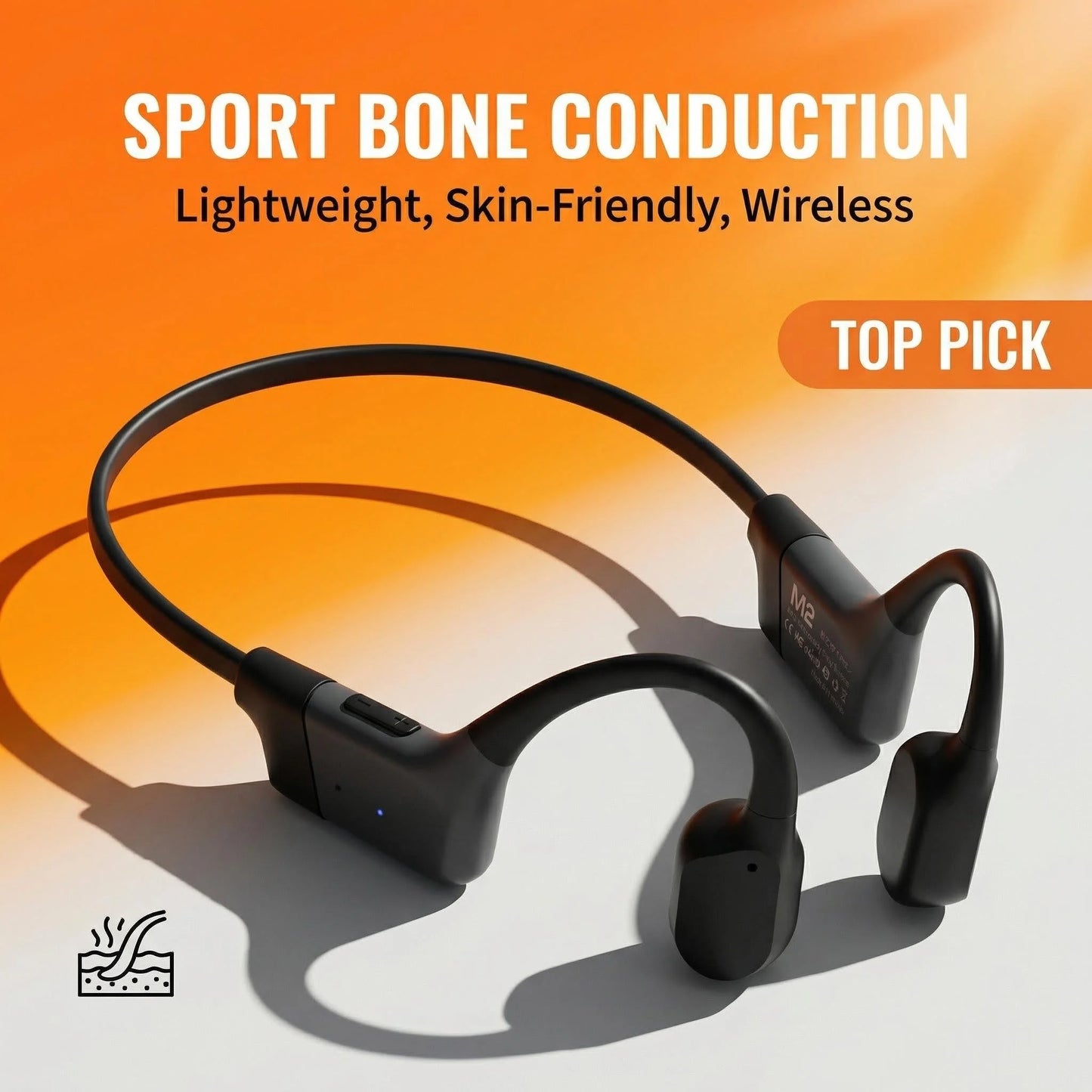 2026 New Bluetooth 5.3 Bone Conduction Headphones Open-Ear Wireless Earphones, 20H Long Battery ENC Mic, Lightweight Sweatproof for Running