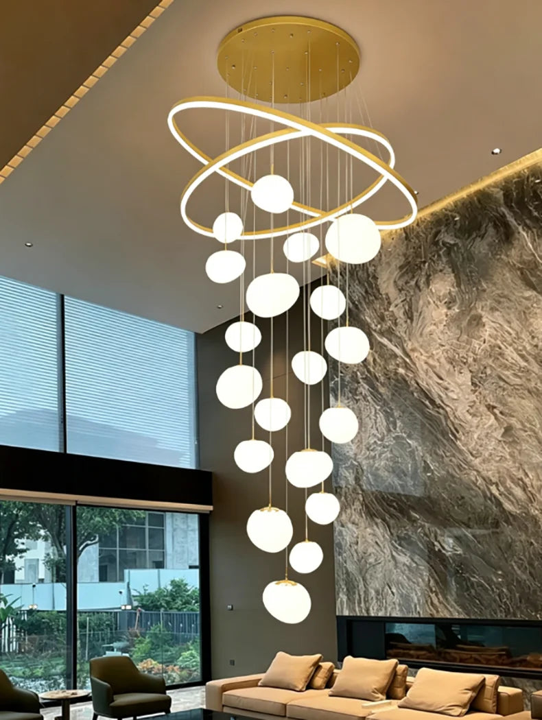 Modern Home Decor LED Lights Pendant Light Lamps for Staircase Chandeliers for Living Room Hanging Light Indoor Lighting