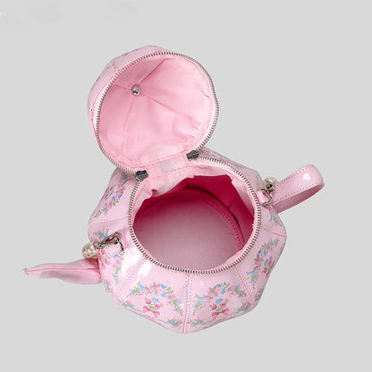 Creative Vintage Printed Teapot Design Women Handbags Pearls Chains Shoulder Bag Designer Luxury Crossbody Bag Small Buckets Bag