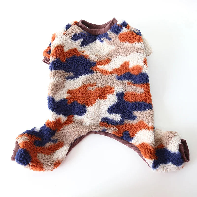 Multi Colors Winter Thick Furry Dog Clothing 4 Legged Fat Dog French Bull Sweatshirts Full Cover Pet Puppy Jumpsuit
