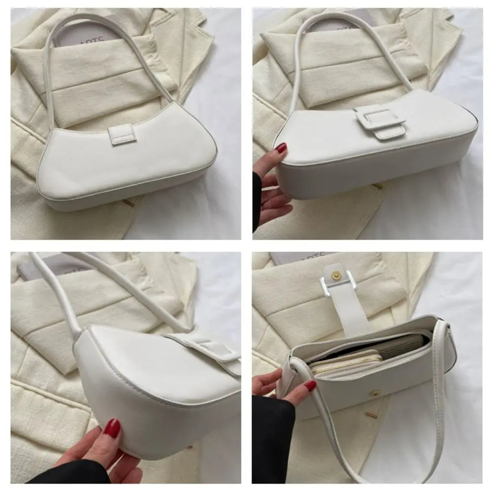 PU Leather Underarm bag Women Korean Style Large Capacity Half-moon Tote Bag Minimalist Armpit Pouch Ladies Luxury Handbags