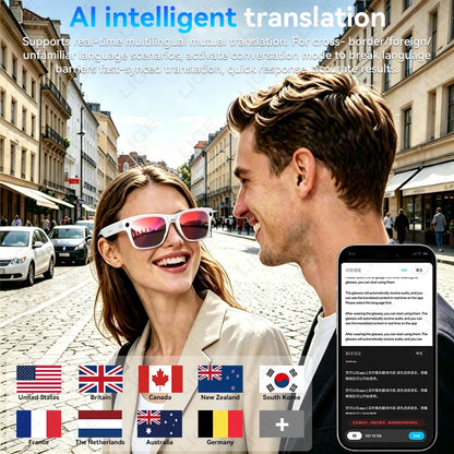 LIGE 2026 4K 13MP Smart Glasses Men HD Camera AI Translation Chat WIFI Video Recording Bluetooth Call Audio Sunglasses Men Women
