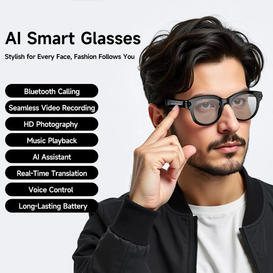 2026 AI Smart Glasses AI Translation Sunglasses Bluetooth Calling Music Player Camera Control Anti-blue Light Glasses  Men Women