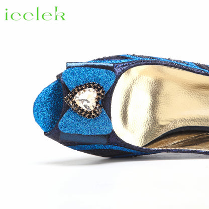 2024 New Arrival Elegant Style Fuchsia Color Low Heels Nigeria Popular Design African Ladies Shoes And Bag Set