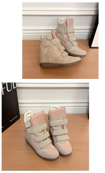 2026 Summer New Invisible Height-Boosting Color-Block Retro Versatile Sporty Casual High-Top Shoes for Women