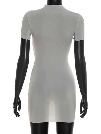 Weird Puss Wild See Through Dress Women Hottie Fashion Short Sleeve Stretch Skinny Coquette Midnight Street Party Club Bodycon