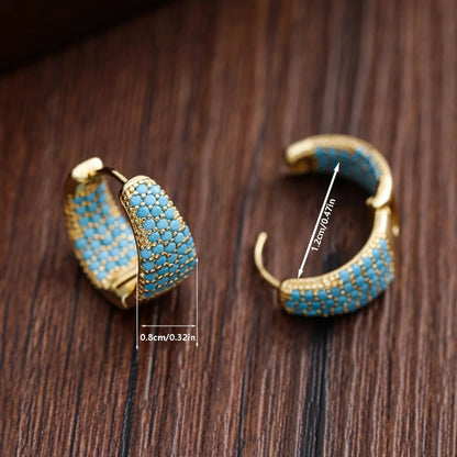 Women's Earrings Bohemian Style Clip Earrings Copper Synthetic Turquoise Earrings Party Wedding Mother's Day Accessories