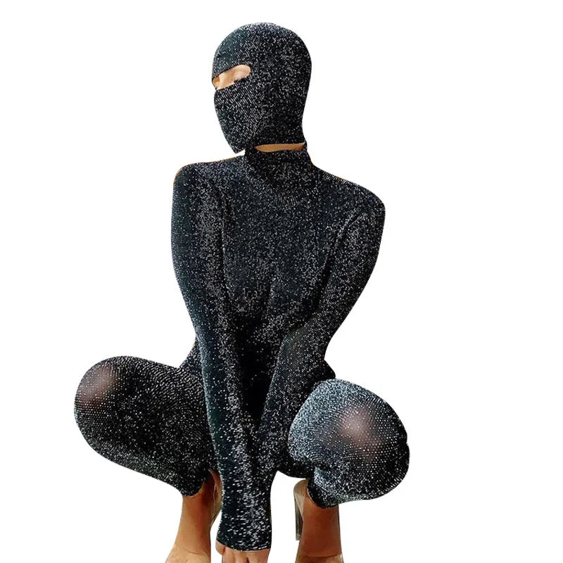 Women's Black Long Sleeve Backless Bodycon Jumpsuit Streetwear Romper Playsuit Solid Color Autumn Winter Fashion 2025
